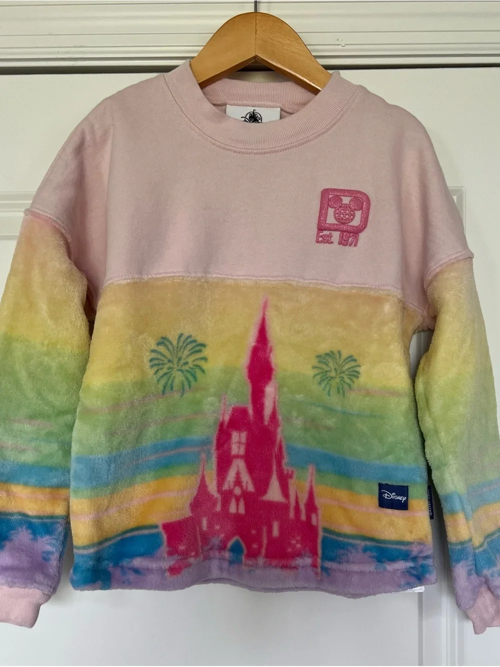 Disney World Girls Spirit Jersey Rainbow Sherpa Castle Pullover